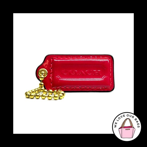 2" Medium COACH Pink Patent Leather Brass Key Fob Bag Charm Keychain Hang Tag - Picture 1 of 1